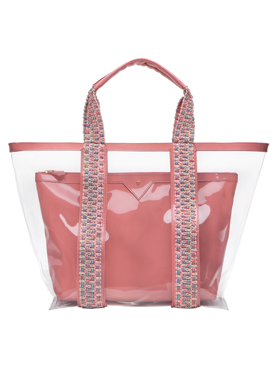 Transparent Beach Bag Tote Bag, Pink Transparent Purse